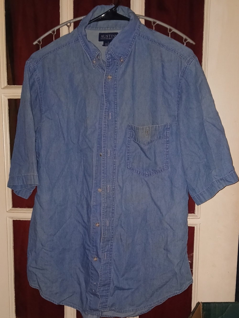 Austin Reed Light Blue Short Sleeve Denim Button-Down Shirt